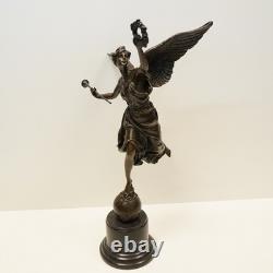 Victory Statue Sculpture, Art Deco / Art Nouveau Style, Solid Bronze, Signed