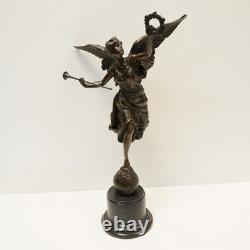 Victory Statue Sculpture, Art Deco / Art Nouveau Style, Solid Bronze, Signed
