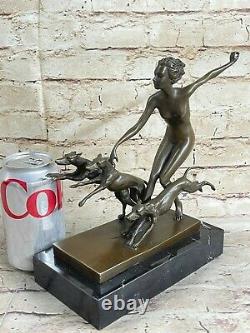 Vienna Art Deco Bronze Figure On A Marble Base By Joseph Lorenzl, 1930