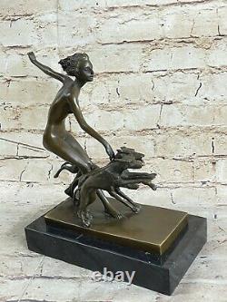 Vienna Art Deco Bronze Figure On A Marble Base By Joseph Lorenzl, 1930