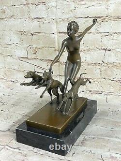 Vienna Art Deco Bronze Figure On A Marble Base By Joseph Lorenzl, 1930