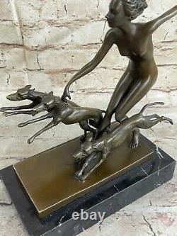 Vienna Art Deco Bronze Figure On A Marble Base By Joseph Lorenzl, 1930