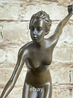 Vienna Art Deco Bronze Figure On A Marble Base By Joseph Lorenzl, 1930