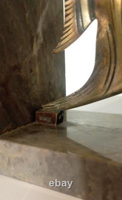 Vintage Art Deco Bookends. Bronze Scales on Marble