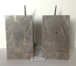 Vintage Art Deco Bookends. Bronze Scales on Marble
