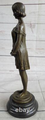 Vintage Art Deco Bronze Sculpture Woman Lady Girl