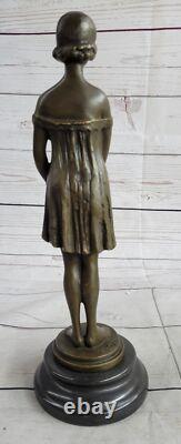 Vintage Art Deco Bronze Sculpture Woman Lady Girl