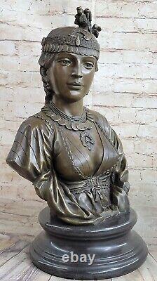 Vintage Art Deco French Bronze Female Figurative Bust Statue