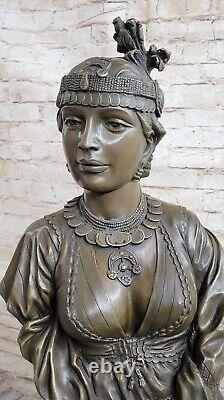 Vintage Art Deco French Bronze Female Figurative Bust Statue