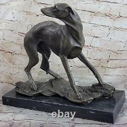 Vintage Art Deco Original Bronze Lévrier Whippet Dog Statue Office Sculpture