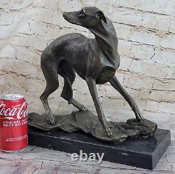 Vintage Art Deco Original Bronze Lévrier Whippet Dog Statue Office Sculpture