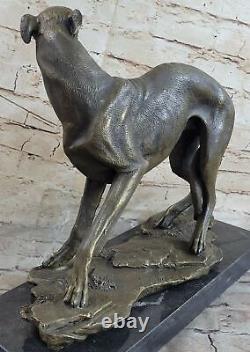 Vintage Art Deco Original Bronze Lévrier Whippet Dog Statue Office Sculpture