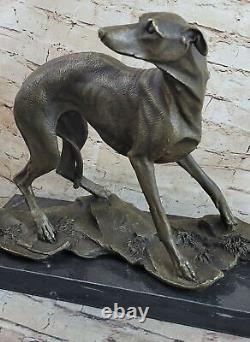 Vintage Art Deco Original Bronze Lévrier Whippet Dog Statue Office Sculpture