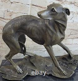 Vintage Art Deco Original Bronze Lévrier Whippet Dog Statue Office Sculpture