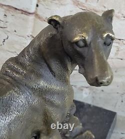 Vintage Art Deco Original Bronze Lévrier Whippet Dog Statue Office Sculpture