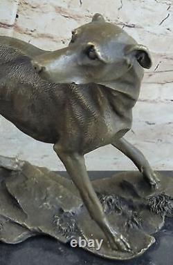 Vintage Art Deco Original Bronze Lévrier Whippet Dog Statue Office Sculpture
