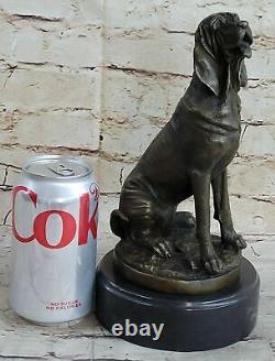 Vintage Art Deco Solid Cast Bronze Dog / Bloodhound Figurine Marble Deal