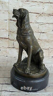 Vintage Art Deco Solid Cast Bronze Dog / Bloodhound Figurine Marble Deal