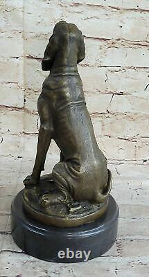 Vintage Art Deco Solid Cast Bronze Dog / Bloodhound Figurine Marble Deal