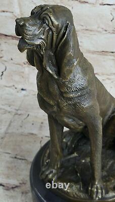 Vintage Art Deco Solid Cast Bronze Dog / Bloodhound Figurine Marble Deal