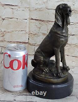 Vintage Art Deco Solid Font Bronze Dog / Bloodhound Figurine Marble