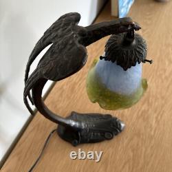 Vintage Art Deco Table Lamp Eagle in Bronze Charles Ranc