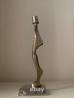 Vintage Art Nouveau Art Deco Lamp Sculpture Silvered Chrome & Cast Iron