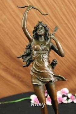 Vintage Bronze Art Deco Chair Goddess Diana The Huntress Fontaine Garden Statue