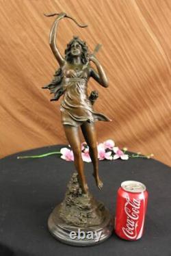 Vintage Bronze Art Deco Chair Goddess Diana The Huntress Fontaine Garden Statue