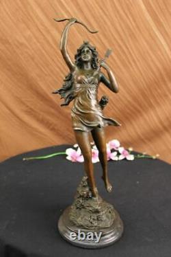 Vintage Bronze Art Deco Chair Goddess Diana The Huntress Fontaine Garden Statue