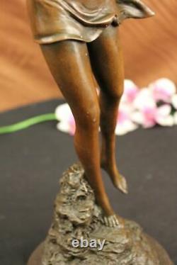 Vintage Bronze Art Deco Chair Goddess Diana The Huntress Fontaine Garden Statue