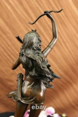 Vintage Bronze Art Deco Chair Goddess Diana The Huntress Fontaine Garden Statue