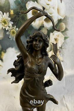 Vintage Bronze Art Deco Chair Goddess Diana The Huntress Garden Fountain Statue