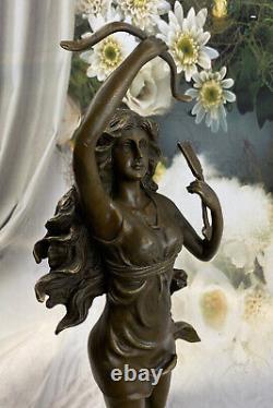 Vintage Bronze Art Deco Chair Goddess Diana The Huntress Garden Fountain Statue