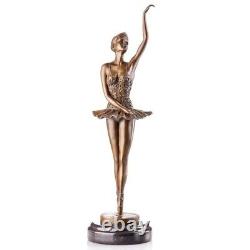 Vintage Bronze Art Deco Style Signed Ballerina Sculpture