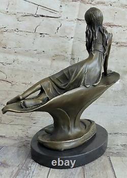 Vintage Bronze Chair Nymph Sculpture-art Deco Figure By Mavchi Decor Nr