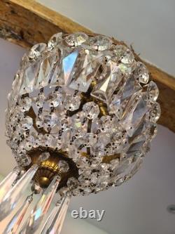 Vintage Bronze and Crystal Balloon Chandelier, 1920s–1930s, France Vintage Bronze and Crystal Balloon Chandelier, 1920s–1930s, France