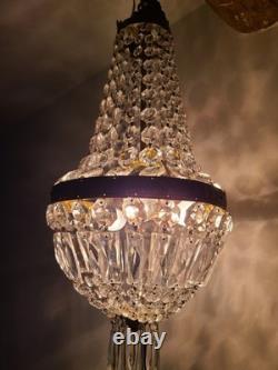 Vintage Bronze and Crystal Balloon Chandelier, 1920s–1930s, France