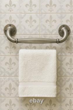 Vintage Door Pull Handle or Towel Rack Bronze White Art Deco 1930s