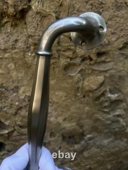 Vintage Door Pull Handle or Towel Rack Bronze White Art Deco 1930s