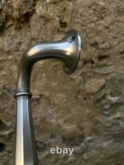 Vintage Door Pull Handle or Towel Rack Bronze White Art Deco 1930s