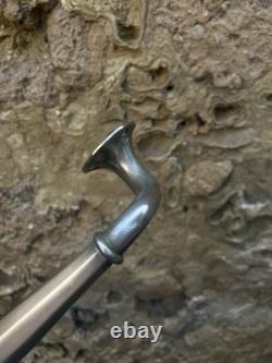 Vintage Door Pull Handle or Towel Rack Bronze White Art Deco 1930s