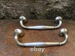 Vintage Door Pull Handle or Towel Rack Bronze White Art Deco 1930s