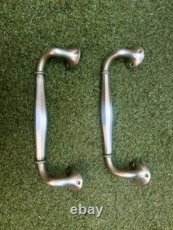 Vintage Door Pull Handle or Towel Rack Bronze White Art Deco 1930s