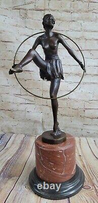 Vintage French Hot Paint Bronze Art Deco New Dancer Chair Figure