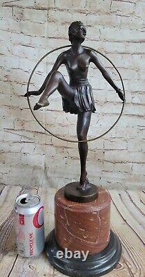 Vintage French Hot Paint Bronze Art Deco New Dancer Chair Figure