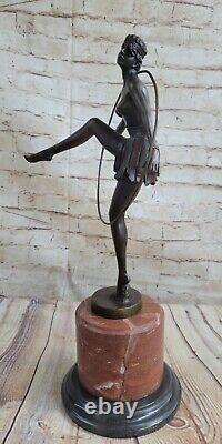 Vintage French Hot Paint Bronze Art Deco New Dancer Chair Figure