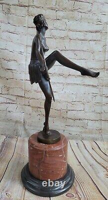 Vintage French Hot Paint Bronze Art Deco New Dancer Chair Figure