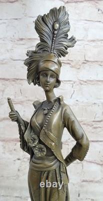 Vintage Garden Flower Bronze Statue Art Deco Marble Artwork NR