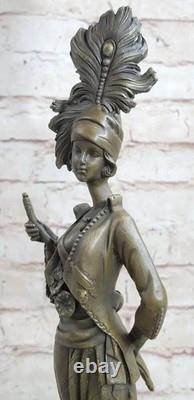 Vintage Garden Flower Bronze Statue Art Deco Marble Artwork NR